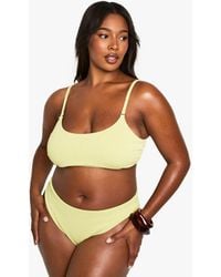 Boohoo - Plus Swimwear Essentials Crinkle Scoop Neck Bikini Top - Lyst