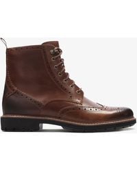 Clarks - Batcombe Lord Dark Tan Lea Boots - Lyst