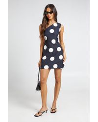 Boohoo - Polka Dot One Shoulder Mini Dress - Lyst