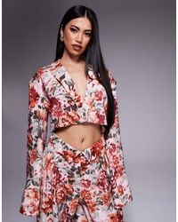ASOS - Co-Ord Linen Look Cropped Tailored Blazer - Lyst