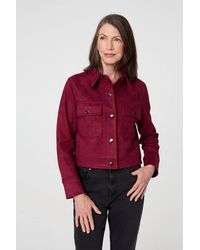 Izabel London - Faux Suede Cropped Collared Jacket - Lyst