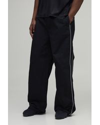 BoohooMAN - Tall Parachute Fit Nylon Piping Detail Trousers - Lyst