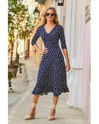 Sosandar - Spot Print Jersey Midi Dress - Lyst