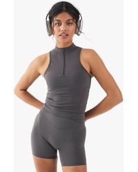 Boohoo - Ultra Sculpt Padded Zip Racer Sports Bra - Lyst