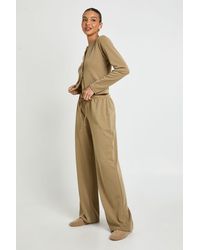 Boohoo - Stripe Minimal Waistband Wide Leg Trousers - Lyst