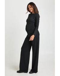 Boohoo - Maternity Textured Long Sleeve Top & Elasticated Waist Wide Leg Trouser Co Ord - Lyst