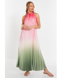 Quiz - Satin Ombre Pleated Maxi Dress - Lyst