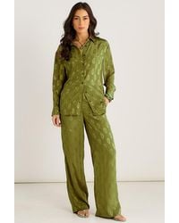 Gini London - Floral Satin Jacquard Shirt - Lyst