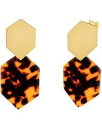 The Jewellery Stockroom - Tortoise Shell Geometric Dropper Earrings - Lyst