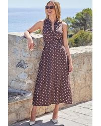 Sosandar - Spot Print Linen Blend Midi Shirt Dress - Lyst