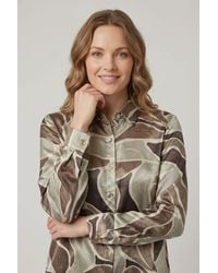 Izabel London - Abstract Print Long Sleeve Relaxed Shirt - Lyst