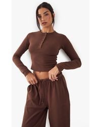 DSGN Studio - Button Detail Embroidered Long Sleeve Top - Lyst