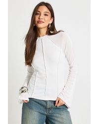 Boohoo - Double Layer Textured Mesh Exposed Seam Detail Long Sleeve Top - Lyst