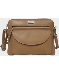 Assots London - 'jean' Tan Real Soft Pebble Grain Leather Crossbody Bag - Lyst