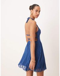 ASOS - Fluffy Dobby Racer Neck Pleat Panel Mini Dress - Lyst