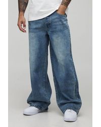 BoohooMAN - Baggy Rigid Washed Jeans - Lyst