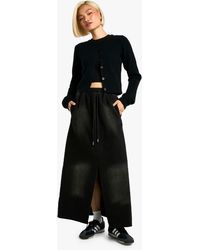 Boohoo - Washed Elasticated Waist Maxi Skirt Cotton - Lyst
