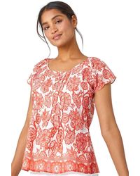 Roman - Floral Print Cotton Top - Lyst