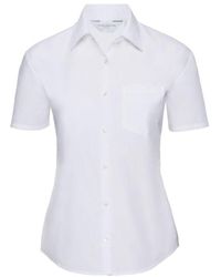 Russell - Collection Ladies/ Short Sleeve Poly-Cotton Easy Care Poplin Shirt () - Lyst