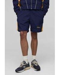BoohooMAN - Elasticated Relaxed Fit Crinkle Colourblock Short - Lyst