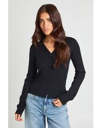 Boohoo - Rib Knit Cinched Hem Cardigan - Lyst