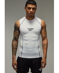 BoohooMAN - Training Dept Contrast Stitch Muscle Fit Performance Tank - Lyst
