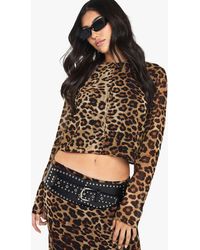 Boohoo - Print High Neck Woven Crop Top - Lyst