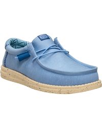 HEYDUDE - Wally Stretch Canvas Textile Faded Denim/Boulder Tan Loafers - Lyst