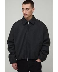 BoohooMAN - Boxy Fit Textured Pu Zebra Elasticated Hem Harrington Jacket - Lyst