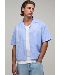 BoohooMAN - Oversized Crop Graffiti Print Half Sleeve Shirt - Lyst
