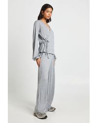 Boohoo - Wrap Tie Waist Marl Top And Trouser Co Ord - Lyst