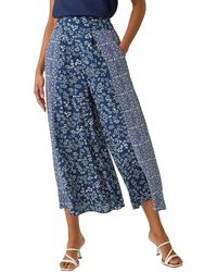 Roman - Floral Print Wide Leg Culottes - Lyst