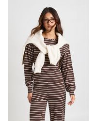 Boohoo - Stripe Crew Neck Long Sleeve Top - Lyst