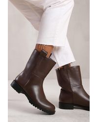 Where's That From - Stitched Slip-On Mid Calf Boots - Lyst