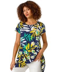Roman - Leaf Print Hanky Hem Tunic Top - Lyst