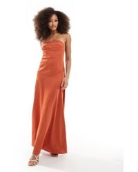ASOS - Satin Bandeau Maxi Dress With Corset Detailing - Lyst
