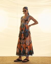 River Island - Maxi Dress Cotton Palm Print Sleeveless - Lyst