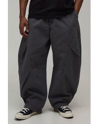 BoohooMAN - Elasticated Waist Balloon Fit Double Leg Pleat Detail Twill Trousers - Lyst
