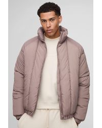 BoohooMAN - Oversized Vertical Panelled Hooded Puffer Jacket - Lyst