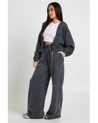 Boohoo - Washed Boxy Balloon Sleeve Oversized Zip Through Hoodie - Lyst