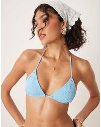 ASOS - Tia Textured Paisley Triangle Bikini Top - Lyst
