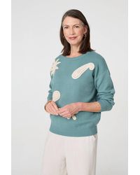 Izabel London - Embroidered Front Long Sleeve Jumper - Lyst