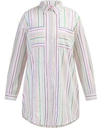 myMo - Overhemd Blouse Jurk Witte Veelkleurige Strepen - Lyst