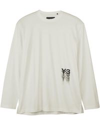 Y-3 - Grafisch T-shirt Met Lange Mouwen In Off White - Lyst
