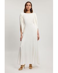 Karen Millen - Petite Satin Soft Midi Dress - Lyst