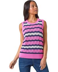 Roman - Petite Stripe Knitted Vest - Lyst