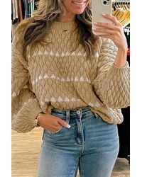 Azura Exchange - Geprinte Gebreide Trui Met Lange Mouwen - Lyst