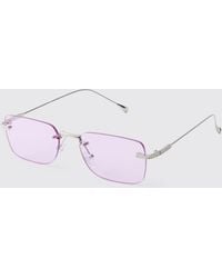 BoohooMAN - Rimless Square Sunglasses With Lenses - Lyst