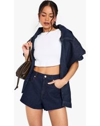 Boohoo - Raw Hem Denim Short - Lyst