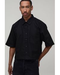 BoohooMAN - Boxy Cropped Half Sleeve Oxford Shirt - Lyst
